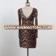 NEW ARRIVAL Sexy leopard bodycon dress 2016 deep V neck net dress custom dress supplier