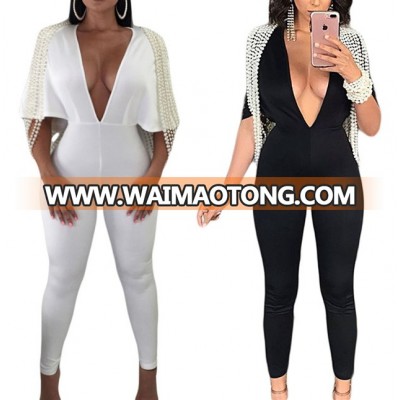 Plus Size Women Formal Party Jumpsuit Chains Jumpsuits