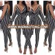 Wholesale Lady Sexy Jumpsuit White and Black Strippes Jumpsuit