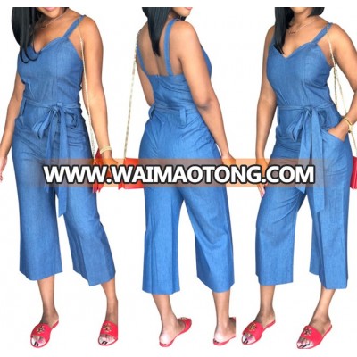 Denim Fabric Models Plus Size Denim Jumpsuit Blue Jeans Jumpsuit