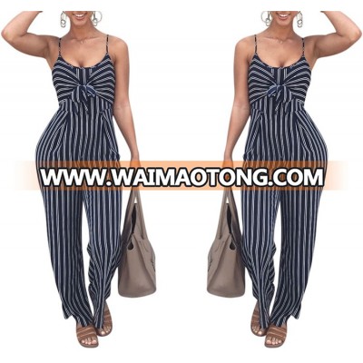 Western Women Straps Jumpsuit Ladies Sexy White and Blue Jumpsuit