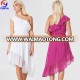 2018 trending product chiffon party sleeveless one shoulder ruffle women dress