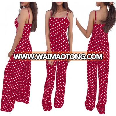 China 2018 Western Women Jumpsuit Polka Dot Straps Jumpsuit