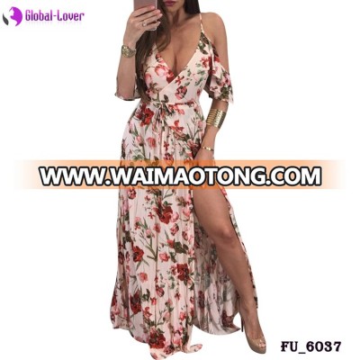 Women floral maxi dress sexy strap pattern luxury porm dresses