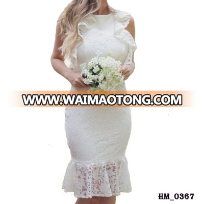 Wholesale cheap formal beautiful short white elegant bridesmaid dress lace patterns made in china